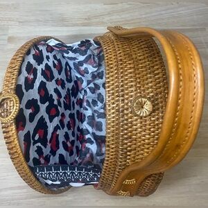 Round Rattan Purse Straw Hand Woven Clutch Boho